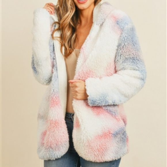 Sherpa tie dye reversible teddy jacket - Picture 4 of 5